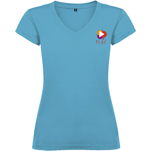 Victoria T-Shirt Mit V-Ausschnitt Für Damen , türkis, Single jersey Strick 100% Baumwolle, 155 g/m2, 2XL, , Bild 2