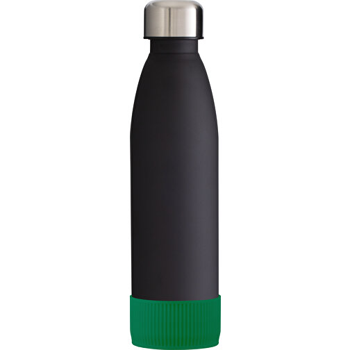 Trinkflasche RETUMBLER-TOULON GLASS , schwarz / grün, Glas, Silikon, recycelter Edelstahl, recyceltes Polypropylen, 26,00cm x 6,90cm x 6,90cm (Länge x Höhe x Breite), Bild 1