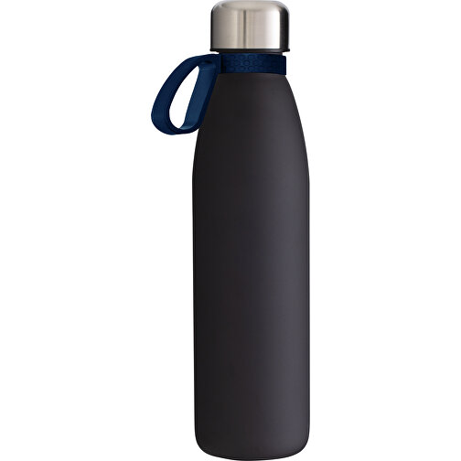 Trinkflasche RETUMBLER-TOULON GLASS , schwarz / dunkelblau, Glas, Silikon, recycelter Edelstahl, recyceltes Polypropylen, 26,00cm x 6,90cm x 6,90cm (Länge x Höhe x Breite), Bild 1