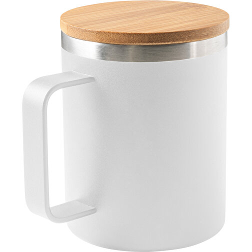 LAUDA. Taza fabricada en acero inoxidable reciclado al 90% con tapa de bambú, Imagen 1