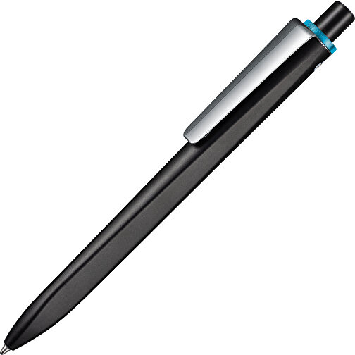 Kugelschreiber RIDGE SCHWARZ RECYCLED  M , Ritter-Pen, schwarz recycled/caribic-blau recycled, ABS u. Metall, 141,00cm (Länge), Bild 2