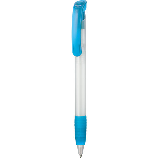 Kugelschreiber SOFT CLEAR FROZEN , Ritter-Pen, frostweiß / caribic-blau, ABS-Kunststoff, 14,80cm (Länge), Bild 1