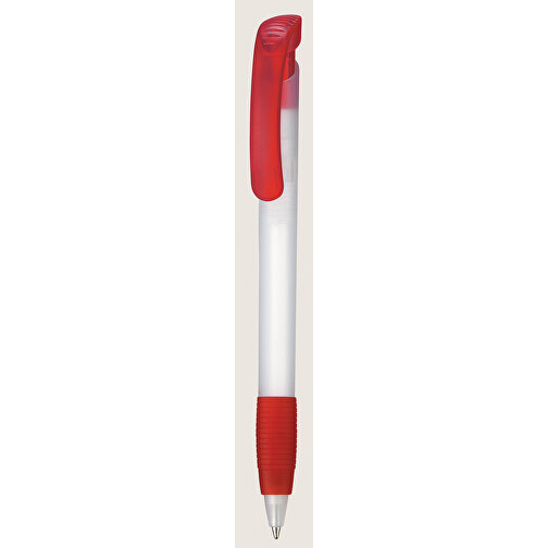 Kugelschreiber SOFT CLEAR FROZEN , Ritter-Pen, frostweiss / kirschrot, ABS-Kunststoff, 14,80cm (Länge), Bild 1