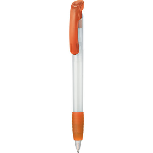 Kugelschreiber SOFT CLEAR FROZEN , Ritter-Pen, frostweiß / flamingo-orange, ABS-Kunststoff, 14,80cm (Länge), Bild 1