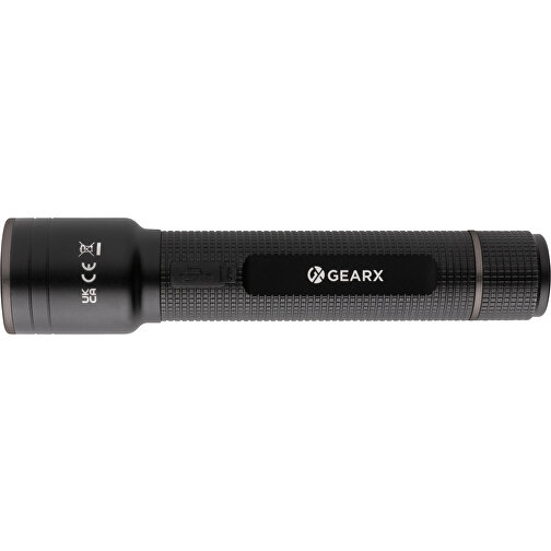 Grosse Gear X Taschenlampe Aus RCS Recycelt. Alu Mit USB-Akku , schwarz, Recycelte Aluminiumlegierung, 15,70cm (Höhe), Bild 2