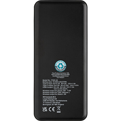 Fenwick 10.000mAh 3-in-1 Powerbank Aus RCS Recyceltem ABS , schwarz, ABS - recycelt, 16,50cm x 2,80cm (Länge x Höhe), Bild 9