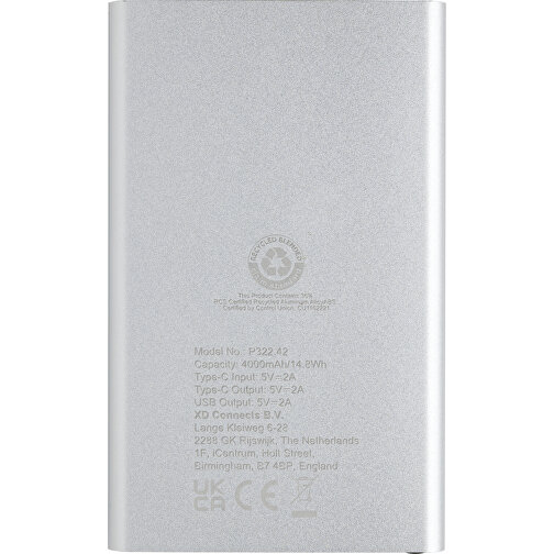 4.banco di alimentazione Type-C da 000 mAh realizzato in ABS e alluminio riciclato RCS, Immagine 5