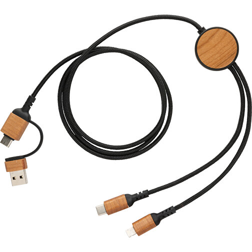 Ohio 6-in-1-Kabel Aus RCS Zertifiziert Recyceltem Kunststoff , schwarz, FSC® Holz, 120,00cm (Höhe), Bild 1