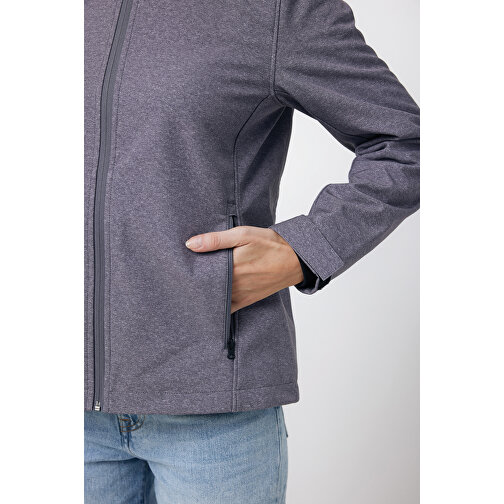 Iqoniq Makalu Damen Softshelljacke Aus Recyceltem Polyester , vulcano heather grey, 91% recyceltes Polyester, 7% recyceltes TPU, 2% Elastan, XXL, 72,00cm x 3,00cm (Länge x Höhe), Bild 10