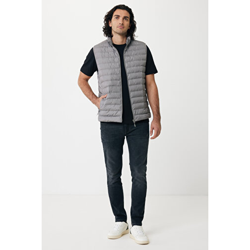 Iqoniq Meru Herren Bodywarmer Aus Recyceltem Polyester , Silbergrau, 100% recyceltes Polyester, M, 69,00cm x 0,50cm (Länge x Höhe), Bild 3