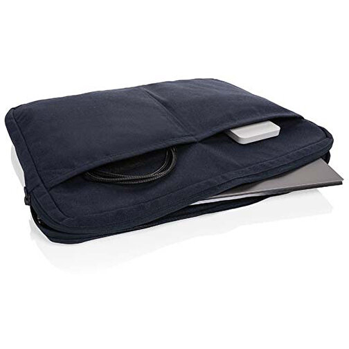 Laluka AWARE™ 15,6' Laptoptasche Aus Recycelter Baumwolle , navy blau, Baumwolle - recycelt, 38,00cm x 4,50cm (Länge x Höhe), Bild 2