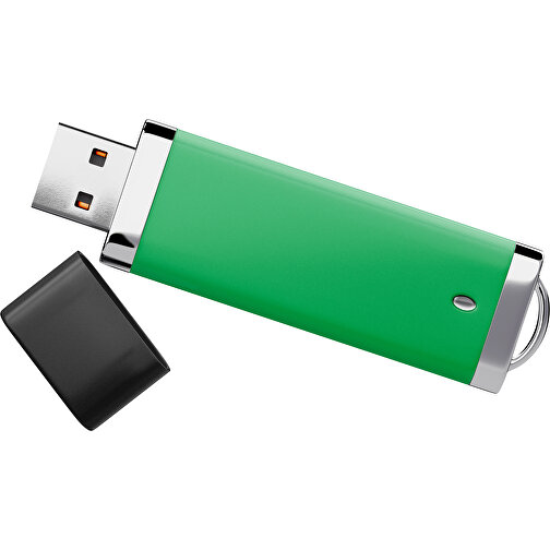 PromoPerfect USB-STICK 2.0 PLASTIK , grün / schwarz MB , 65 GB , Gummiplastik, Kunststoff MB , 7,00cm x 0,70cm x 2,00cm (Länge x Höhe x Breite), Bild 1