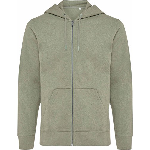 Iqoniq Abisko Zip-Kapuzenpullover Aus Recycelter Baumwolle , heather green, 50% recycelte und 50% biologische Baumwolle, XL, 76,00cm x 1,00cm (Länge x Höhe), Bild 1