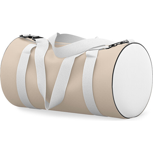 Sporttasche Modernfit , beige / weiß, Sublimation Poliester 300g, 27,00cm x 27,00cm x 50,00cm (Länge x Höhe x Breite), Bild 2