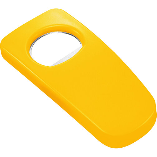 Flaschenöffner 'Beta' , gelb, PS+MET, 9,30cm x 0,90cm x 4,30cm (Länge x Höhe x Breite), Bild 1