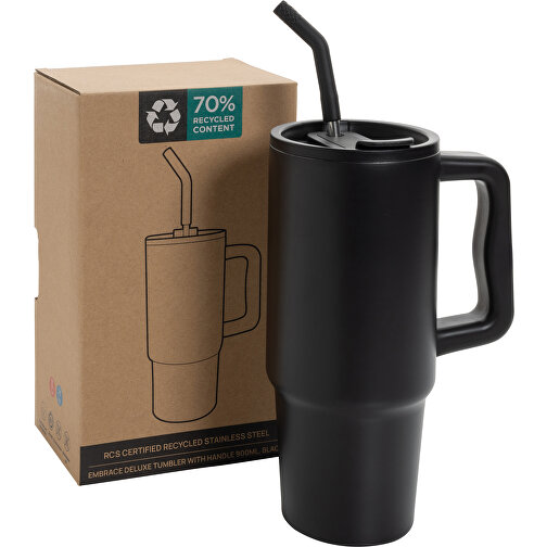 Taza Embrace Deluxe de acero inoxidable reciclado RCS 900 ml, negra, Imagen 12