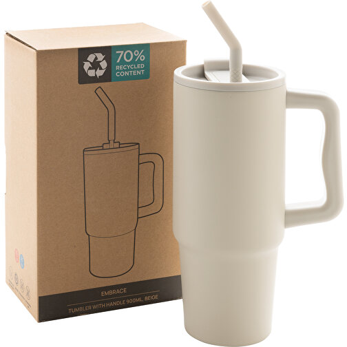 Tazza Embrace Deluxe in acciaio inossidabile riciclato RCS da 900 ml, beige, Immagine 14