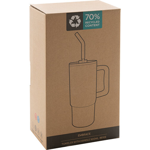 Embrace Deluxe-mugg tillverkad av RCS-återvunnet rostfritt stål 900 ml, beige, Bild 15