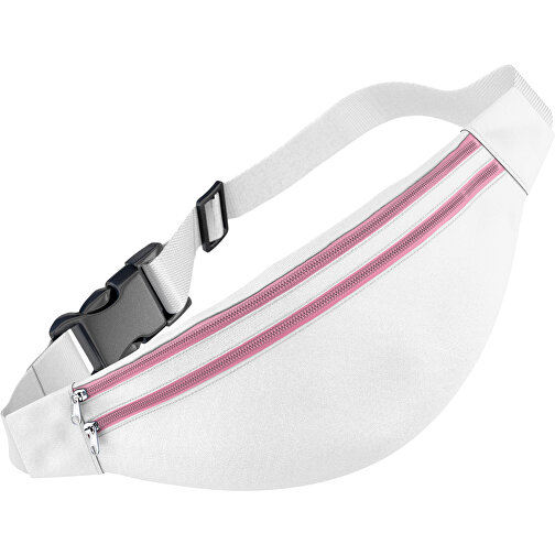 Stylische Gürteltasche Fanny , weiss / hellpink, Sublimation-fabric 200g - Polyester (PU), 13,00cm x 33,00cm (Höhe x Breite), Bild 1