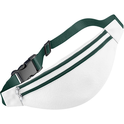 Stylische Gürteltasche Fanny , weiß / dunkelgrün, Sublimation-fabric 200g - Polyester (PU), 13,00cm x 33,00cm (Höhe x Breite), Bild 1