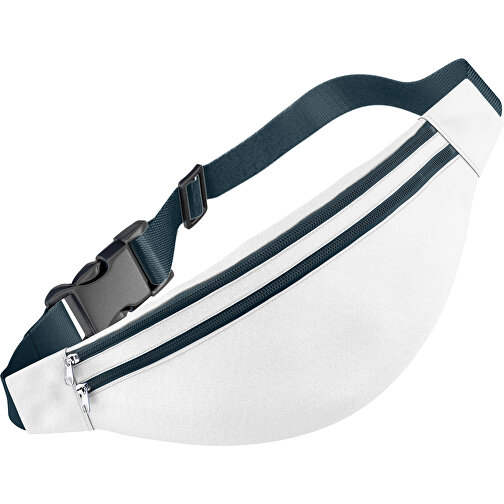 Stylische Gürteltasche Fanny , weiß / heidelbeerblau, Sublimation-fabric 200g - Polyester (PU), 13,00cm x 33,00cm (Höhe x Breite), Bild 1