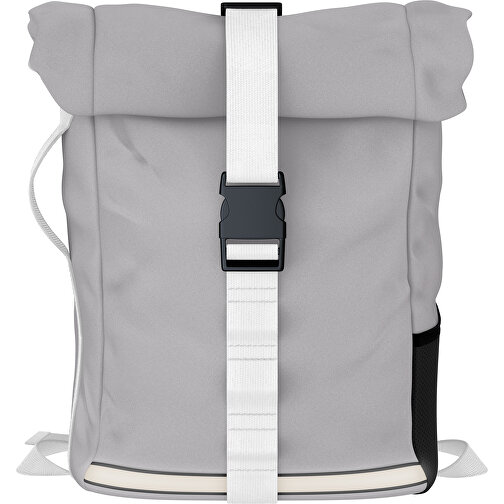 Rolltop Rucksack Comfort , hellgrau / weiss, Sublimation-fabric 200g - Polyester (PU), 29,50cm x 13,00cm x 33,00cm (Länge x Höhe x Breite), Bild 1