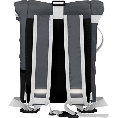 Rolltop Rucksack Comfort , asphaltgrau / weiss, Sublimation-fabric 200g - Polyester (PU), 29,50cm x 13,00cm x 33,00cm (Länge x Höhe x Breite), Bild 2