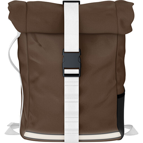 Rolltop Rucksack Comfort , espressobraun / weiss, Sublimation-fabric 200g - Polyester (PU), 29,50cm x 13,00cm x 33,00cm (Länge x Höhe x Breite), Bild 1