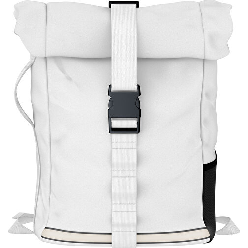 Rolltop Rucksack Comfort , weiss, Sublimation-fabric 200g - Polyester (PU), 29,50cm x 13,00cm x 33,00cm (Länge x Höhe x Breite), Bild 1