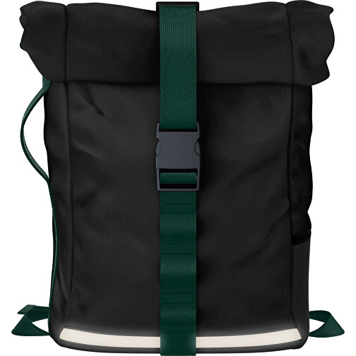 Rolltop Rucksack Comfort , schwarz / dunkelgrün, Sublimation-fabric 200g - Polyester (PU), 29,50cm x 13,00cm x 33,00cm (Länge x Höhe x Breite), Bild 1