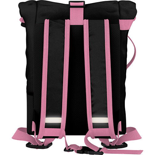 Rolltop Rucksack Comfort , schwarz / hellpink, Sublimation-fabric 200g - Polyester (PU), 29,50cm x 13,00cm x 33,00cm (Länge x Höhe x Breite), Bild 2