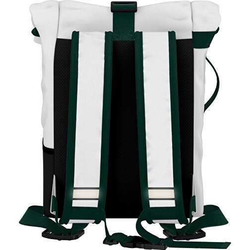 Rolltop Rucksack Comfort , weiß / dunkelgrün, Sublimation-fabric 200g - Polyester (PU), 29,50cm x 13,00cm x 33,00cm (Länge x Höhe x Breite), Bild 2