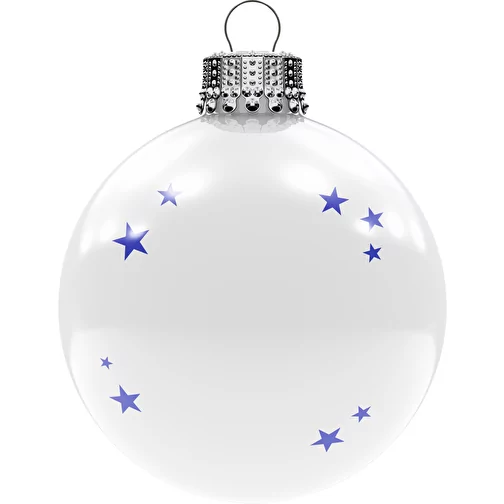 Boule de Noël moyenne 66 mm, couronne argentée, brillante, Image 1