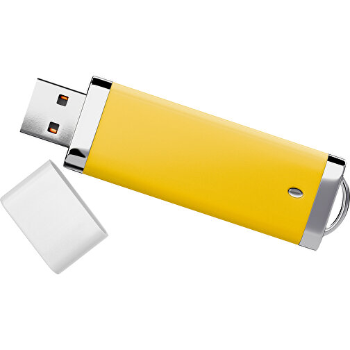 PromoPerfect USB-STICK 2.0 PLASTIK , sonnengelb / weiß MB , 65 GB , Gummiplastik, Kunststoff MB , 7,00cm x 0,70cm x 2,00cm (Länge x Höhe x Breite), Bild 1