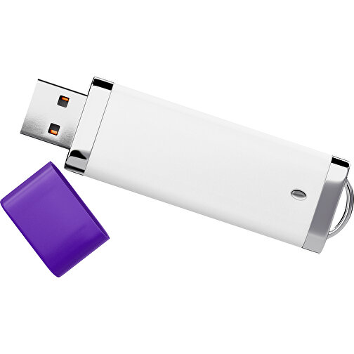 PromoPerfect USB-STICK 2.0 PLASTIK , weiß / violet MB , 8 GB , Gummiplastik, Kunststoff MB , 7,00cm x 0,70cm x 2,00cm (Länge x Höhe x Breite), Bild 1