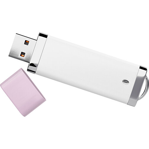 PromoPerfect USB-STICK 2.0 PLASTIK , weiß / zartrosa MB , 8 GB , Gummiplastik, Kunststoff MB , 7,00cm x 0,70cm x 2,00cm (Länge x Höhe x Breite), Bild 1