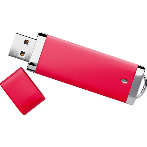 PromoPerfect USB-STICK 2.0 PLASTIK , ampelrot MB , 8 GB , Gummiplastik, Kunststoff MB , 7,00cm x 0,70cm x 2,00cm (Länge x Höhe x Breite), Bild 1