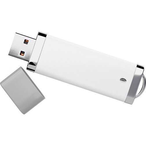 PromoPerfect USB-STICK 2.0 PLASTIK , weiß / hellgrau MB , 65 GB , Gummiplastik, Kunststoff MB , 7,00cm x 0,70cm x 2,00cm (Länge x Höhe x Breite), Bild 1