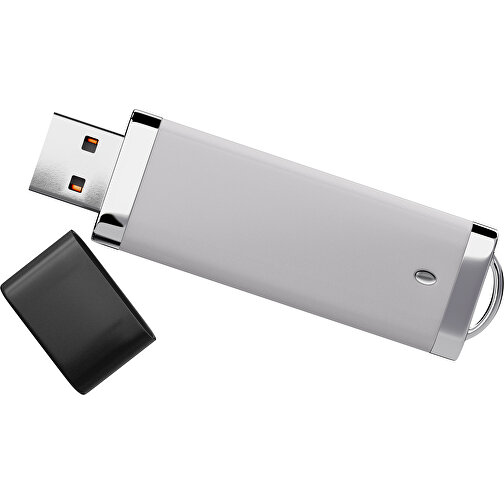 PromoPerfect USB-STICK 2.0 PLASTIK , hellgrau / schwarz MB , 4 GB , Gummiplastik, Kunststoff MB , 7,00cm x 0,70cm x 2,00cm (Länge x Höhe x Breite), Bild 1