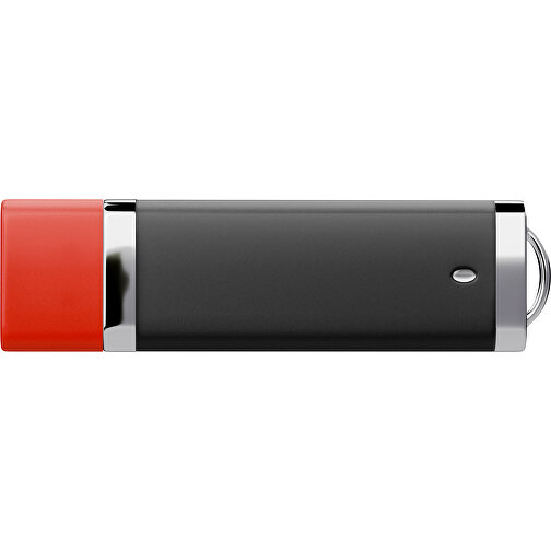 PromoPerfect USB-STICK 2.0 PLASTIK , schwarz / rot MB , 4 GB , Gummiplastik, Kunststoff MB , 7,00cm x 0,70cm x 2,00cm (Länge x Höhe x Breite), Bild 2