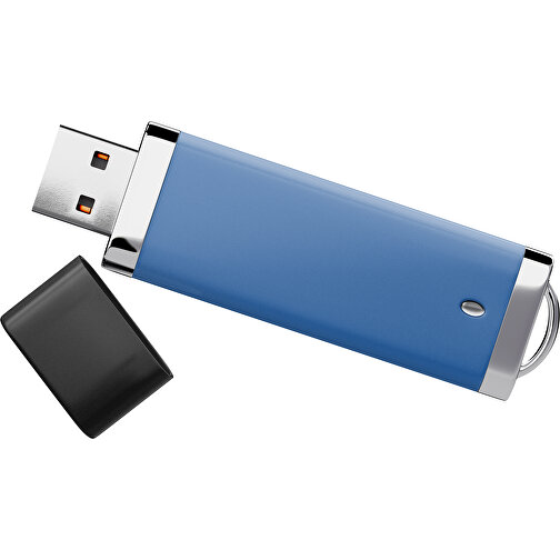 PromoPerfect USB-STICK 2.0 PLASTIK , dunkelblau / schwarz MB , 4 GB , Gummiplastik, Kunststoff MB , 7,00cm x 0,70cm x 2,00cm (Länge x Höhe x Breite), Bild 1