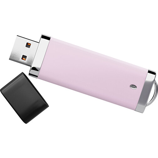 PromoPerfect USB-STICK 2.0 PLASTIK , zartrosa / schwarz MB , 4 GB , Gummiplastik, Kunststoff MB , 7,00cm x 0,70cm x 2,00cm (Länge x Höhe x Breite), Bild 1