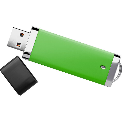 PromoPerfect USB-STICK 2.0 PLASTIK , grasgrün / schwarz MB , 4 GB , Gummiplastik, Kunststoff MB , 7,00cm x 0,70cm x 2,00cm (Länge x Höhe x Breite), Bild 1