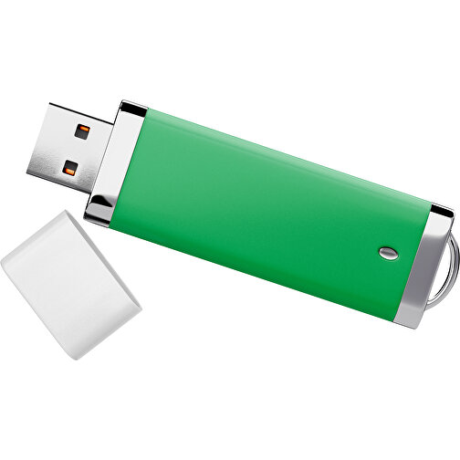 PromoPerfect USB-STICK 2.0 PLASTIK , grün / weiß MB , 4 GB , Gummiplastik, Kunststoff MB , 7,00cm x 0,70cm x 2,00cm (Länge x Höhe x Breite), Bild 1