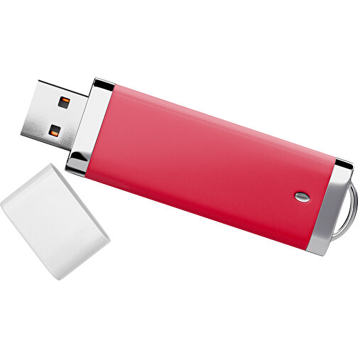 PromoPerfect USB-STICK 2.0 PLASTIK , dunkelrot / weiß MB , 4 GB , Gummiplastik, Kunststoff MB , 7,00cm x 0,70cm x 2,00cm (Länge x Höhe x Breite), Bild 1