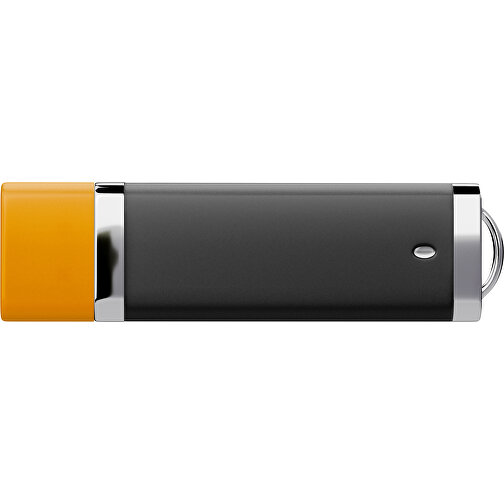 PromoPerfect USB-STICK 2.0 PLASTIK , schwarz / kürbisorange MB , 32 GB , Gummiplastik, Kunststoff MB , 7,00cm x 0,70cm x 2,00cm (Länge x Höhe x Breite), Bild 2