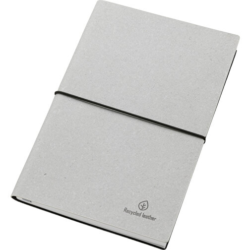 Cuaderno A5 de piel reciclada, gris claro, Imagen 2