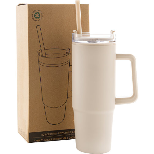 Taza Tana de plástico reciclado RCS con asa 900ml, beige, Imagen 9