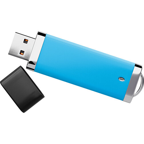 PromoPerfect USB-STICK 2.0 PLASTIK , himmelblau / schwarz MB , 32 GB , Gummiplastik, Kunststoff MB , 7,00cm x 0,70cm x 2,00cm (Länge x Höhe x Breite), Bild 1