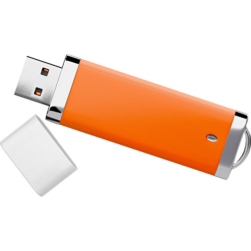 PromoPerfect USB-STICK 2.0 PLASTIK , orange / weiß MB , 32 GB , Gummiplastik, Kunststoff MB , 7,00cm x 0,70cm x 2,00cm (Länge x Höhe x Breite), Bild 1